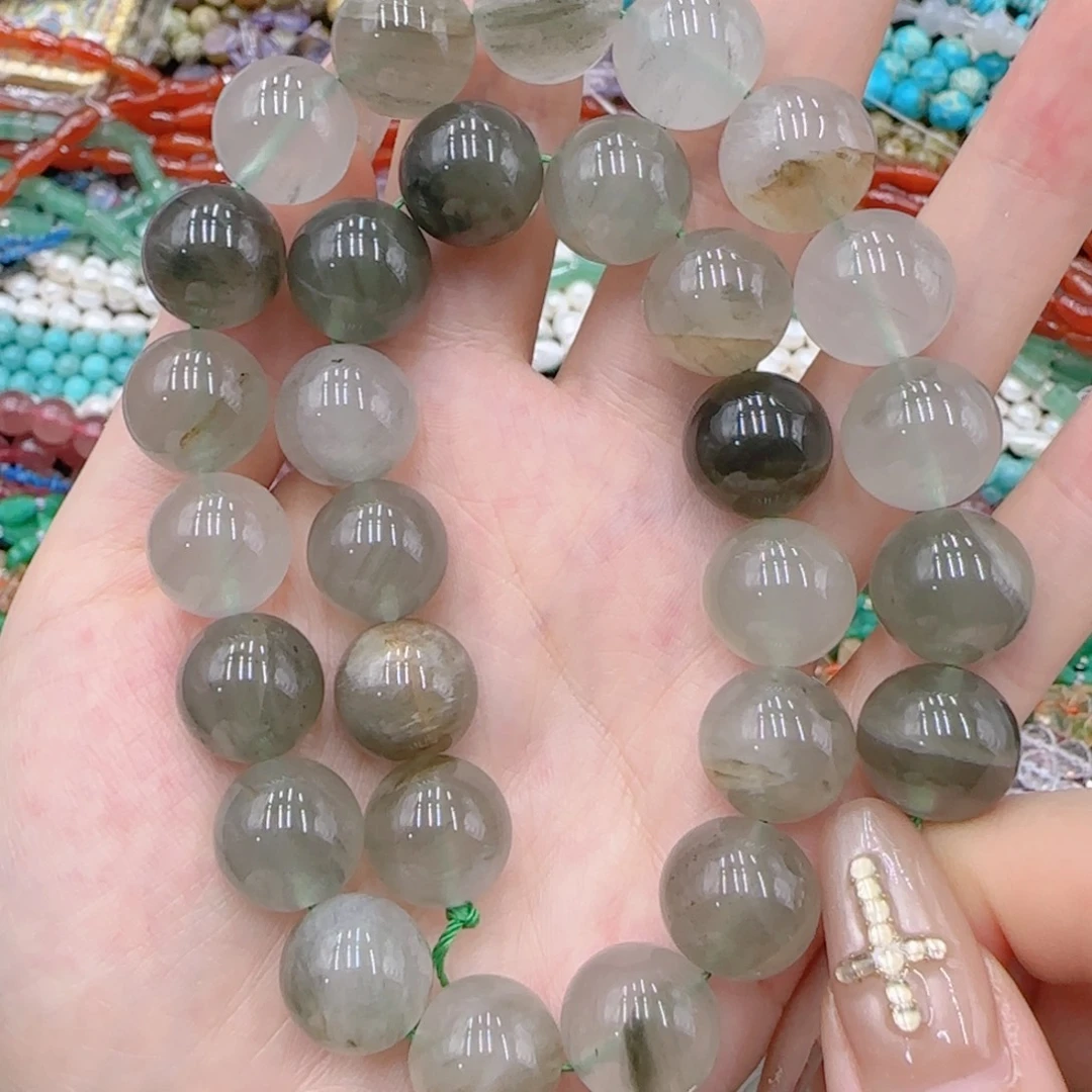 玛瑙/玉髓未镶嵌珠宝半成品天然绿水晶一条卡14