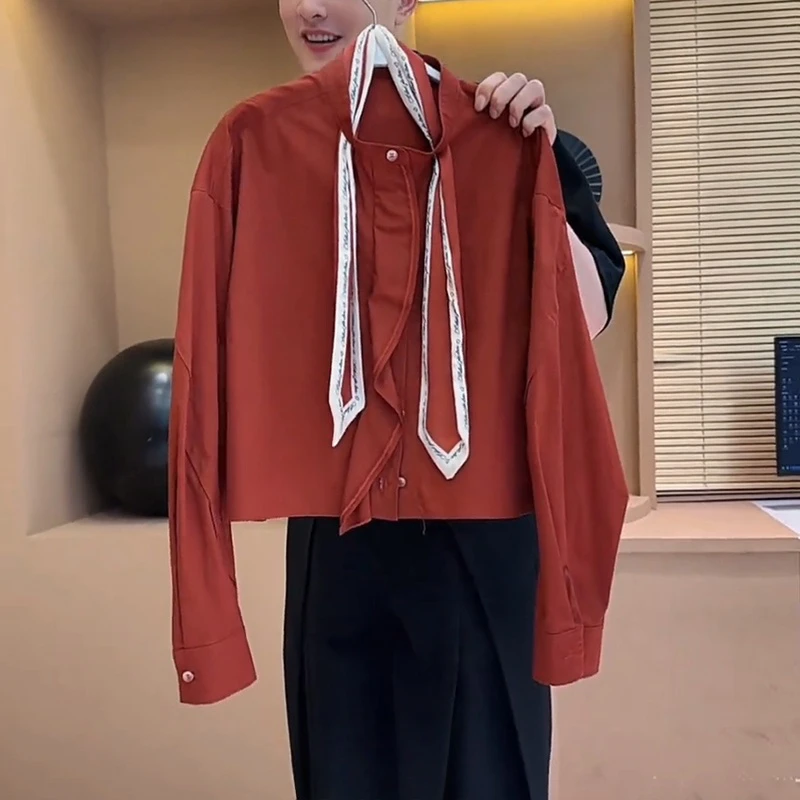 韩系早秋衬衣女款2025新款爆款独特超好看单穿衬衫