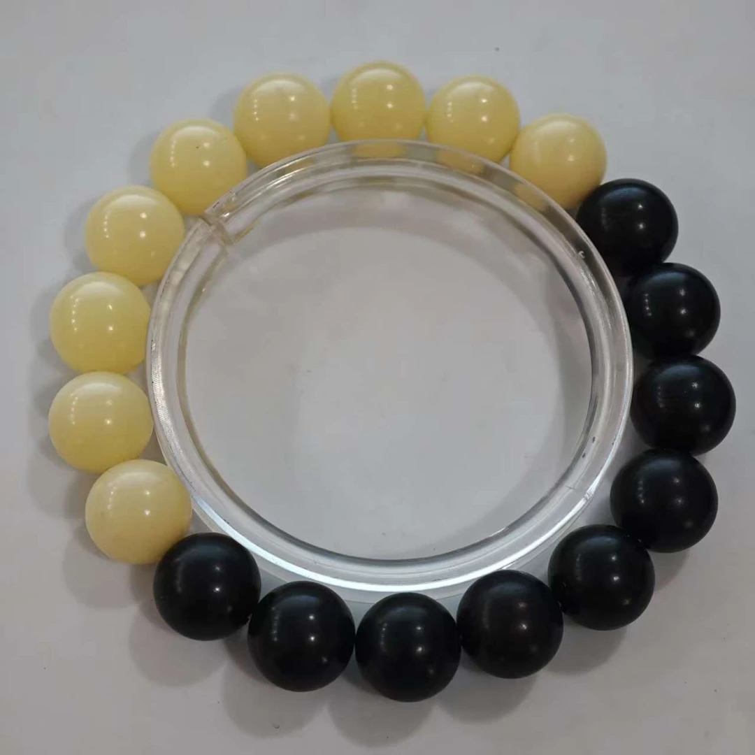 D1 菩提黑白珠1.2cm单圈手串