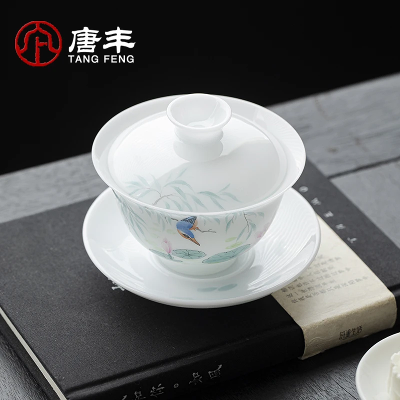 唐丰德化白瓷三才盖碗家用高端冰种玉瓷泡茶专用茶碗单个2025新款