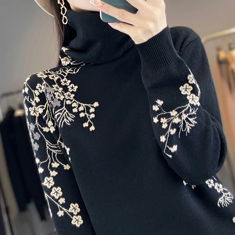 妈妈春装显瘦高领针织打底衫洋气2025新款中老年女装时尚大码毛衣