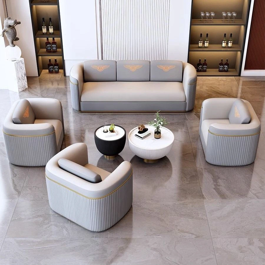 轻奢酒店会所咖啡厅大堂接待洽谈桌椅售楼处办公会客沙发茶几组合