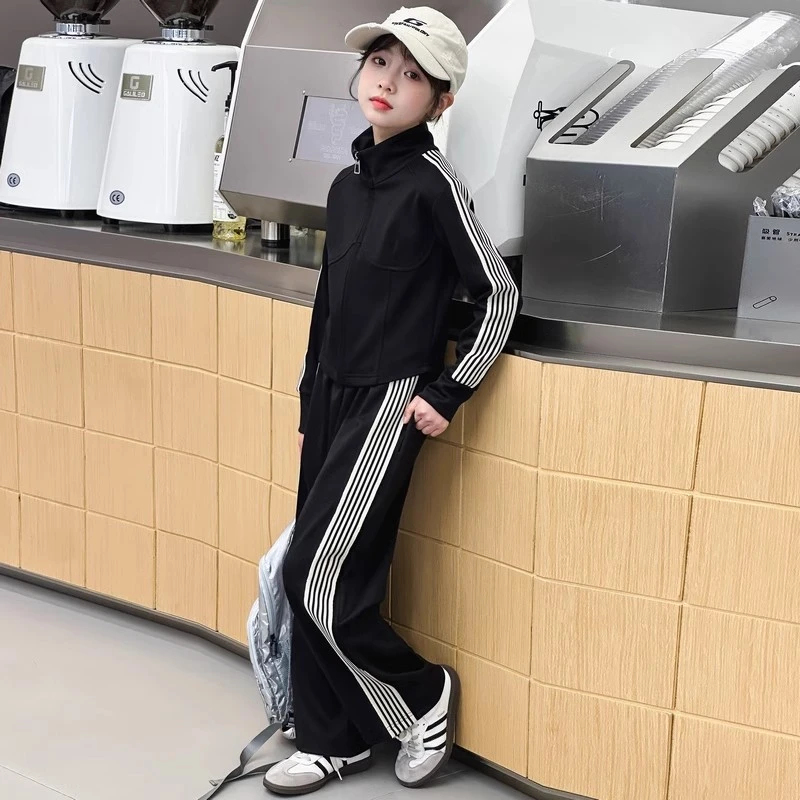 女童套装春秋款2025新款洋气中大童女孩休闲运动外套裤子两件套潮