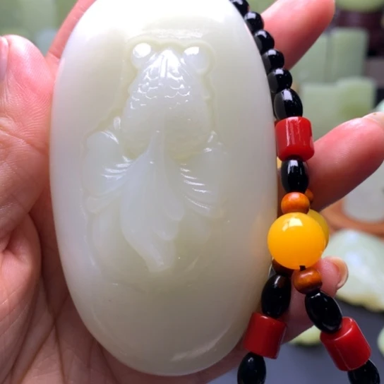 石材方解石手把件