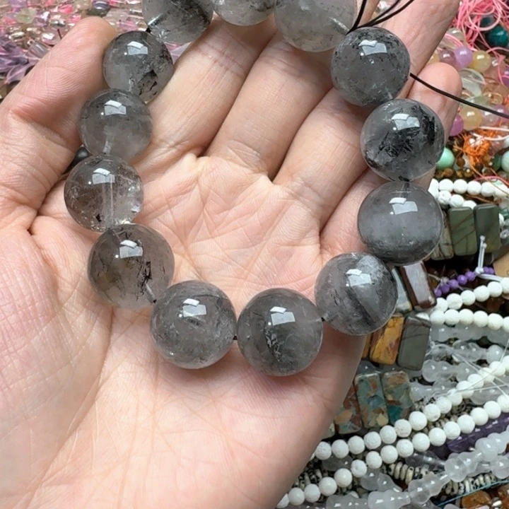 未镶嵌玛瑙/玉髓珠宝半成品一条17mm闪灵手串