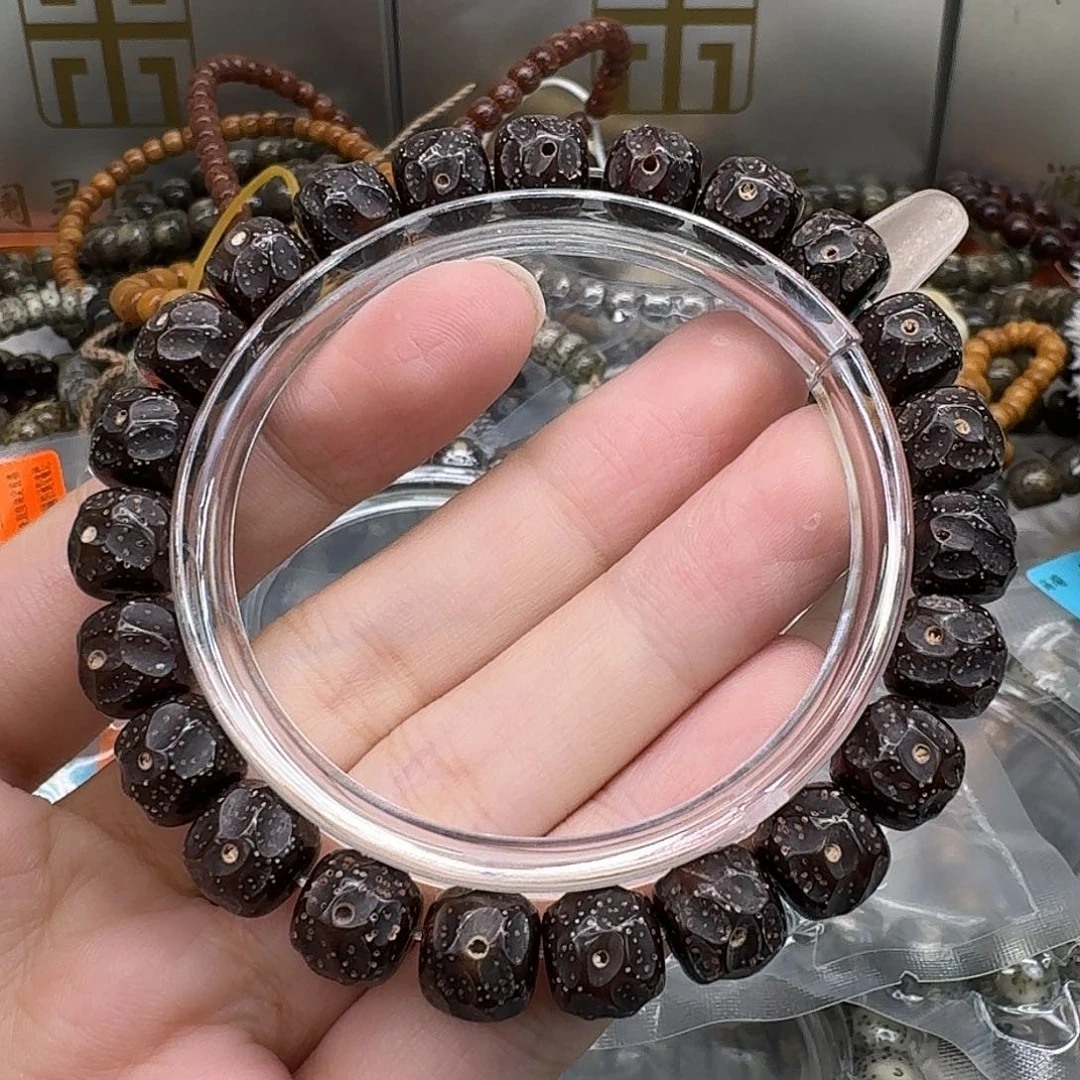 星月菩提手串28殿堂糯冰黑金玉化无相10 9