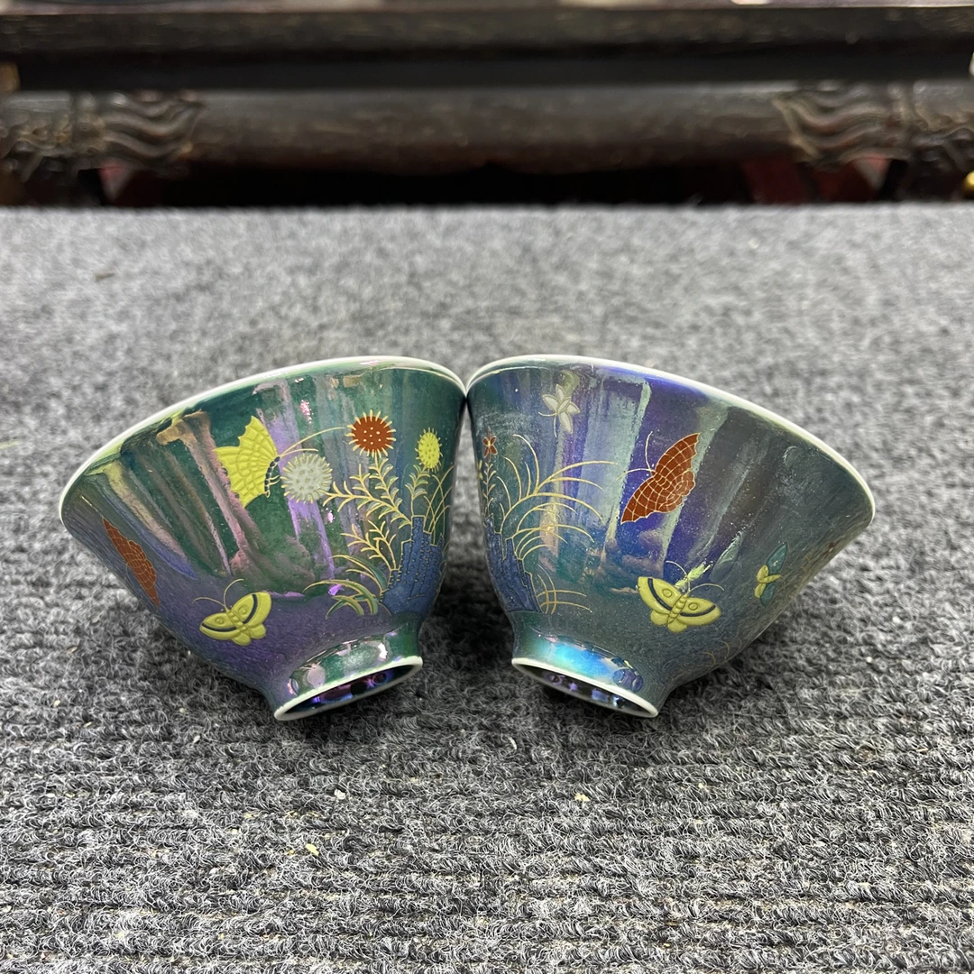七彩光蝶恋花三秋杯口杯主人杯压手杯