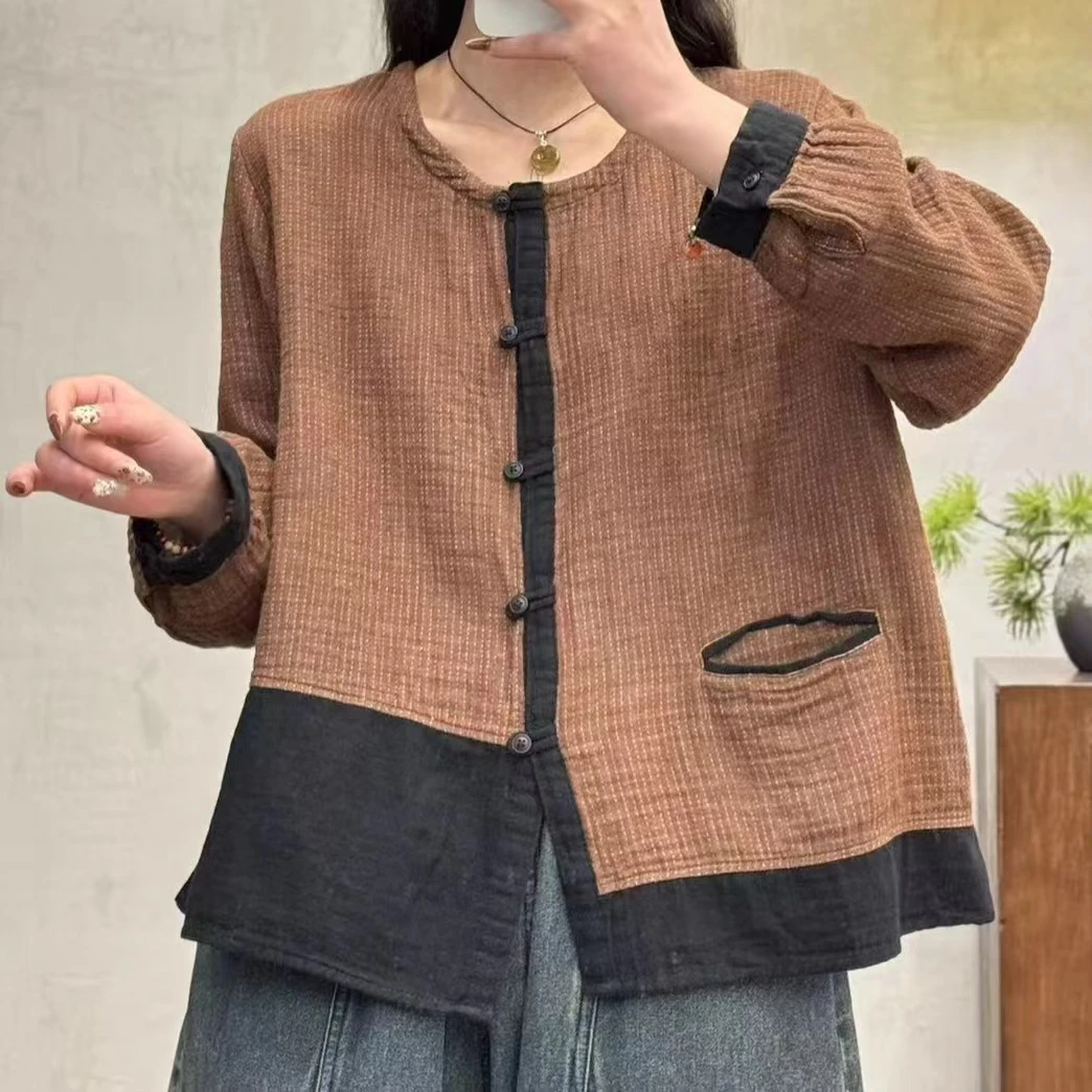 依佳#1251新款纯色百搭复古文艺衬衫(衣长57胸围120左右)
