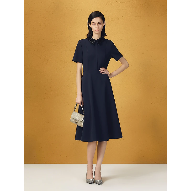 Song of Song歌中歌显瘦气质时尚蓝色小众连衣裙5C35305440