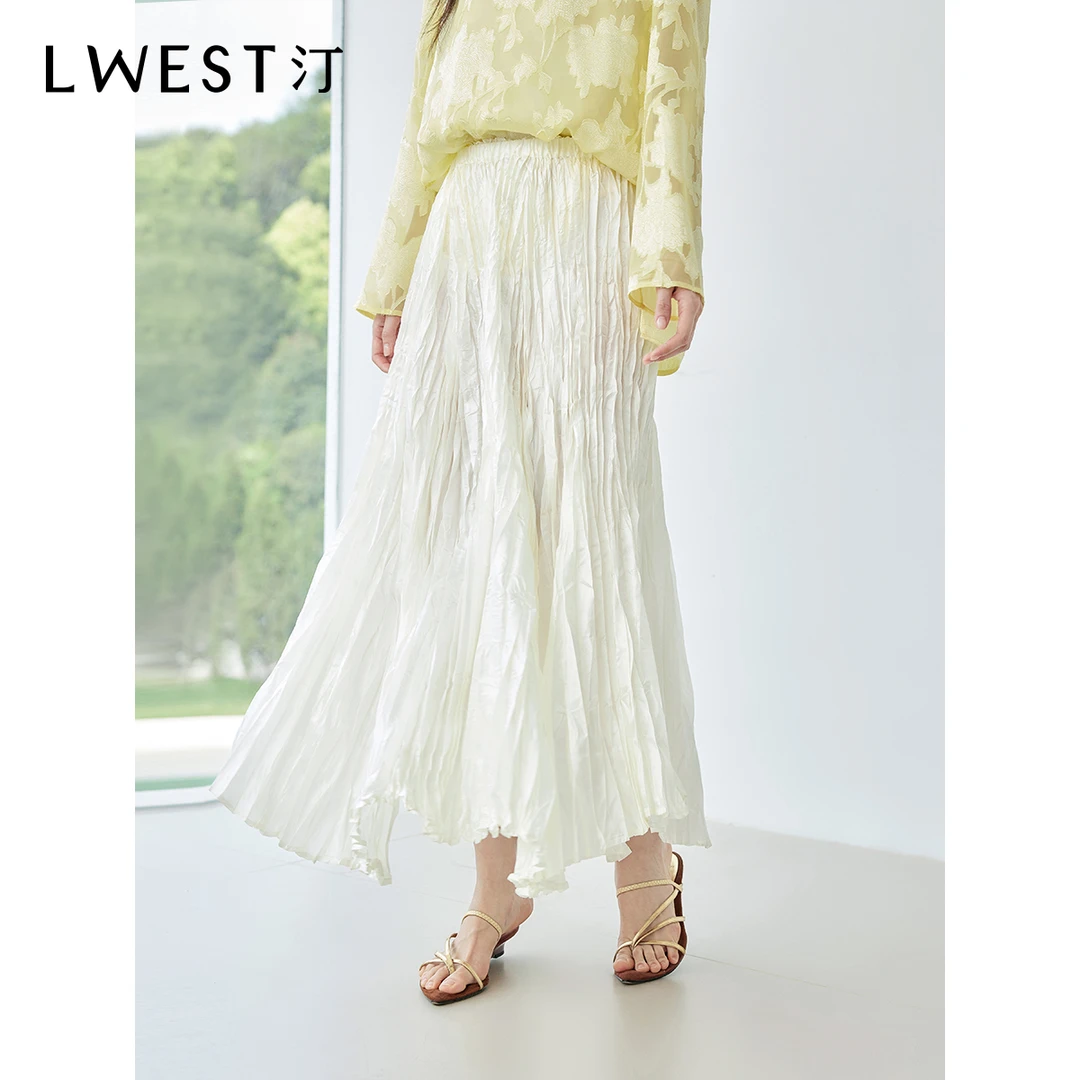 【备用链接】朗文斯汀高腰显瘦褶皱设计感百褶半身裙DTMQ5204E12814