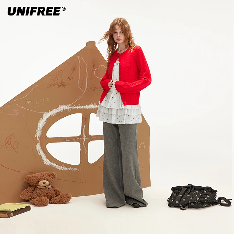 【金拐子专属】UNIFREE红色针织开衫上衣吊带两件套装U253N177V1V1