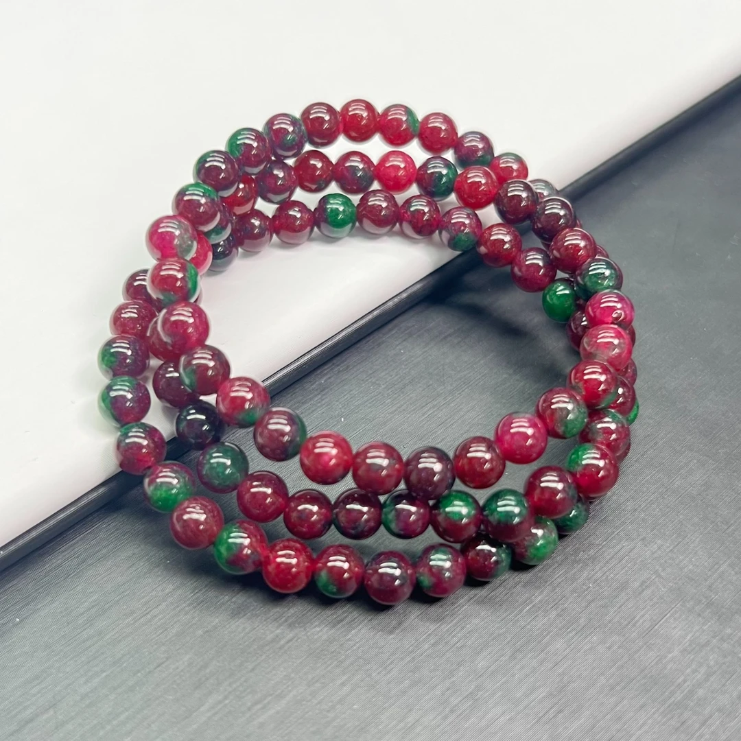 A394【精品】红绿卡多圈6mm手链百搭