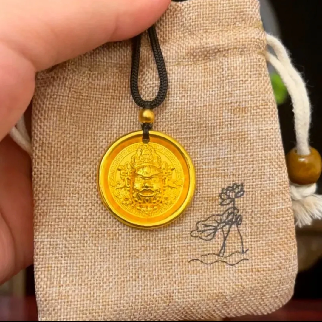 合金项链 合金吊坠 黄财神实心男女精工复古立体双面吊坠
