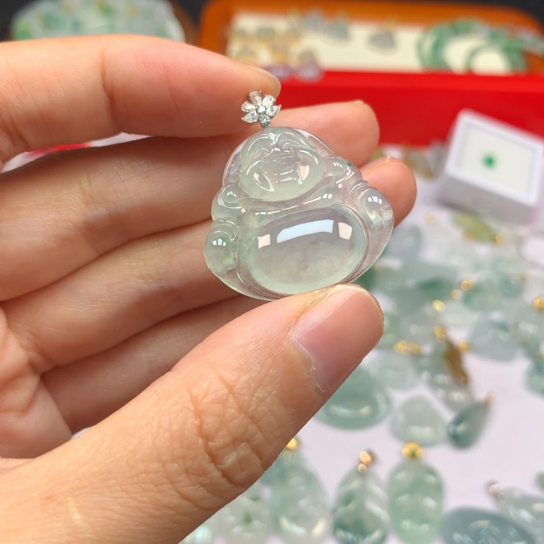 【闪购商品】吊坠(不含链)18K金镶嵌翡翠大*猫佛公