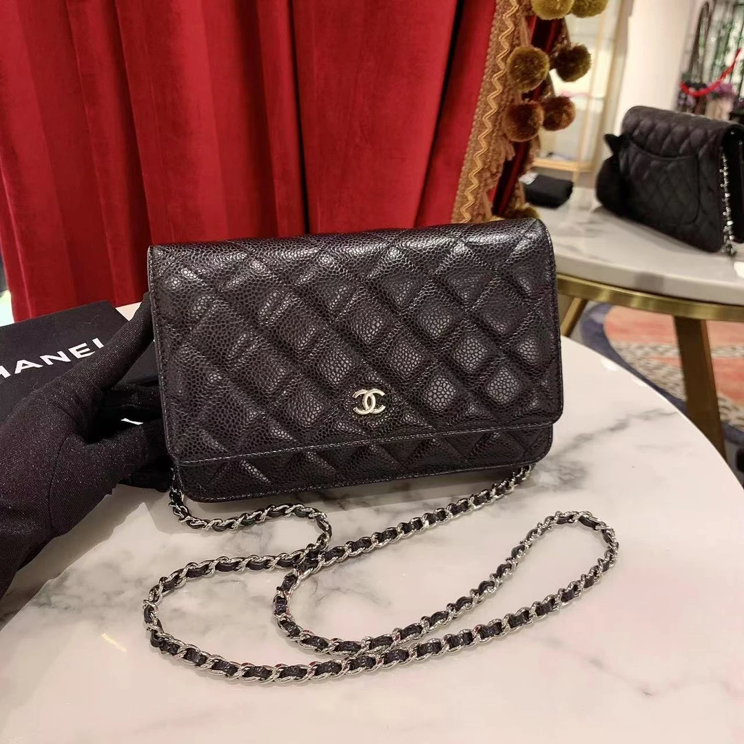 95新 Chanel/香奈儿 拆单GGS发财woc黑银荔枝牛皮芯片款/95382494