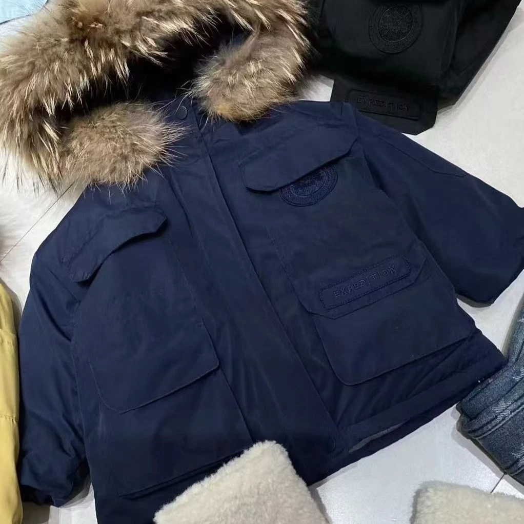 藏青色大毛领派克服