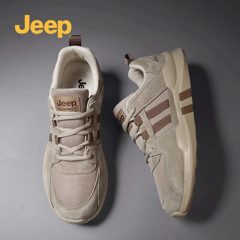 jeep吉普秋季男鞋2025新款真皮运动板鞋百搭潮流男士休闲鞋子潮鞋