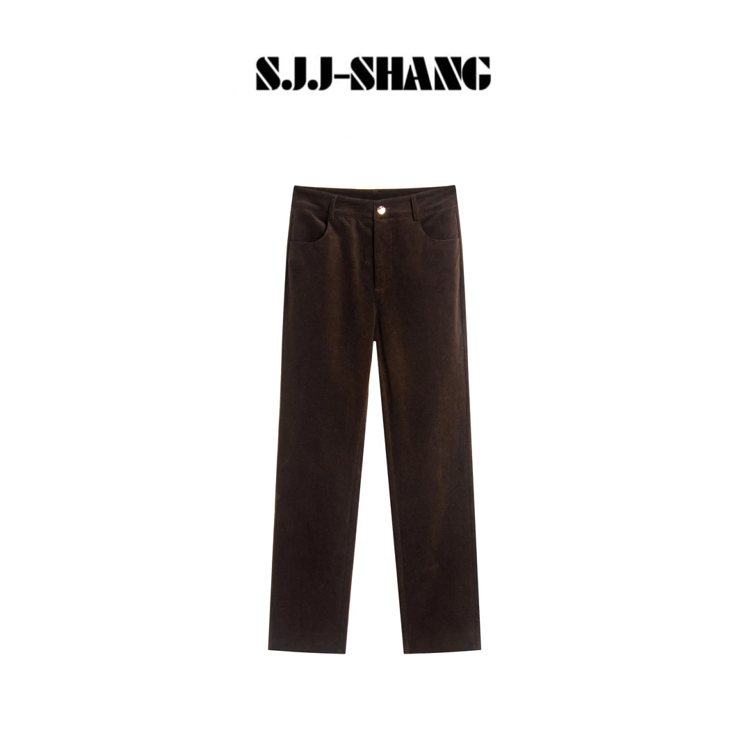 SJJ-SHANG【咖韵】超细21股慵懒风纯色通勤百搭直筒裤q135788p