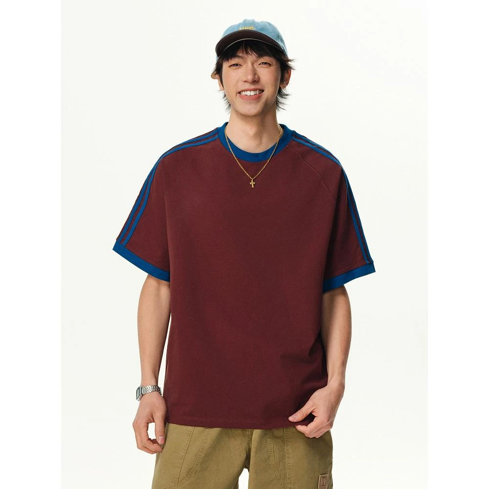 GTRG复古拼接撞色圆领260克速干T恤男女同款日常百搭设计休闲短袖