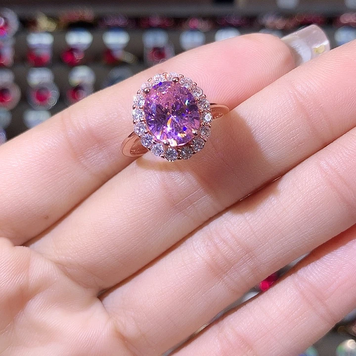 碧玺银S925镶嵌戒指玫瑰金810