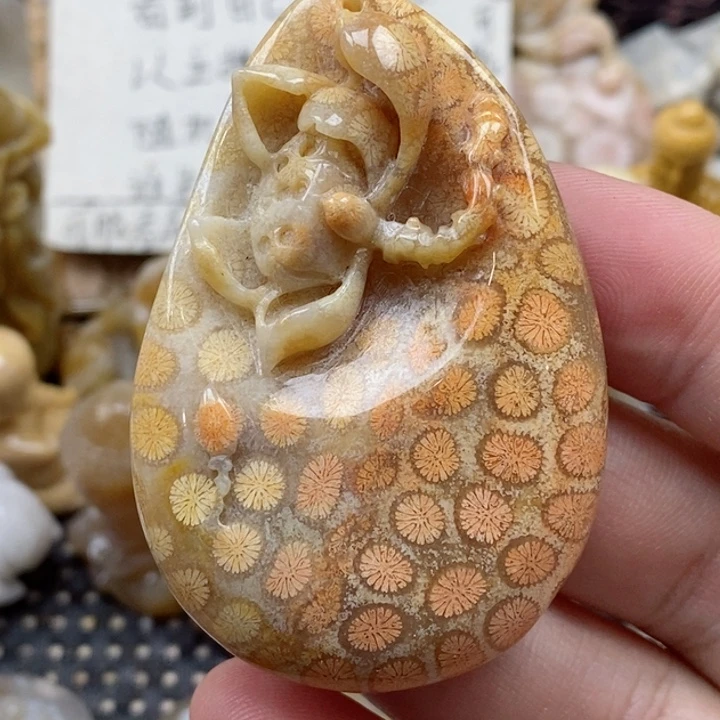 颈饰未镶嵌硅化珊瑚（珊瑚玉）