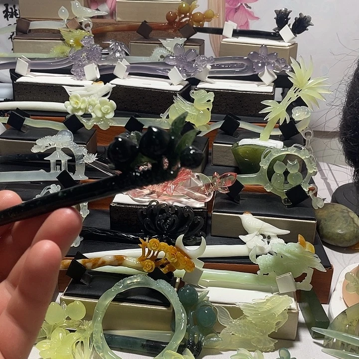 蛇纹石玉合金发饰