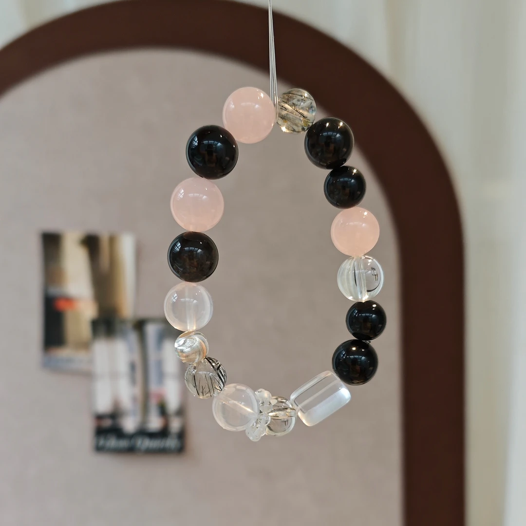 925银手链 银珠珠粉给色系甜酷风多宝手串（多样性发其一）