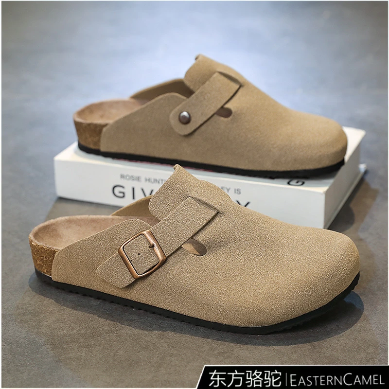 东方骆驼男士勃肯包头拖鞋夏季透气防滑软底半拖鞋一脚蹬复古凉拖