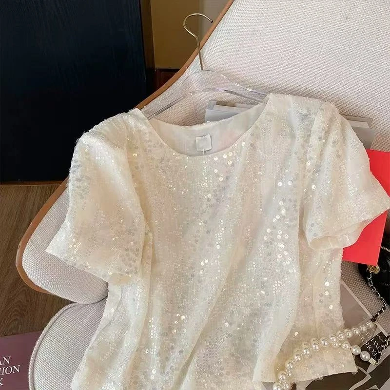 清•亮片短袖上衣