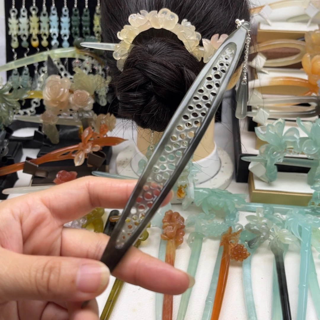 未镶嵌蛇纹石玉发簪