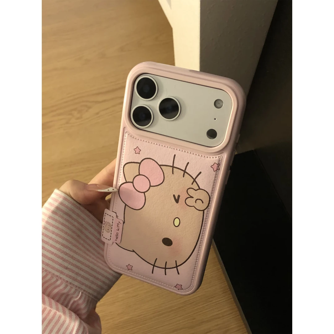 动漫比耶黑皮kt猫标签适用苹果17promax手机壳iPhone16/15/14/13