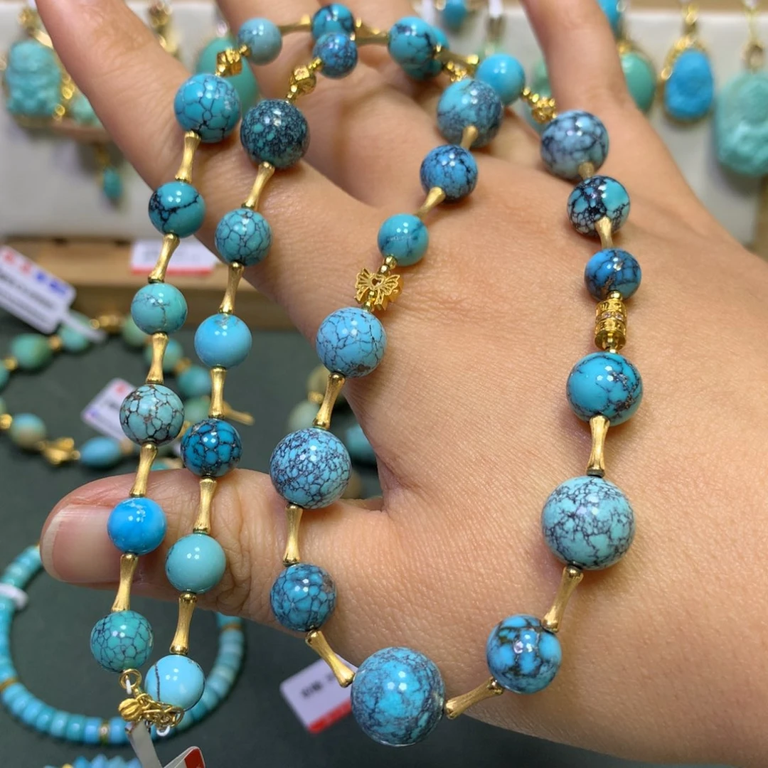 绿松石项链18K金镶嵌