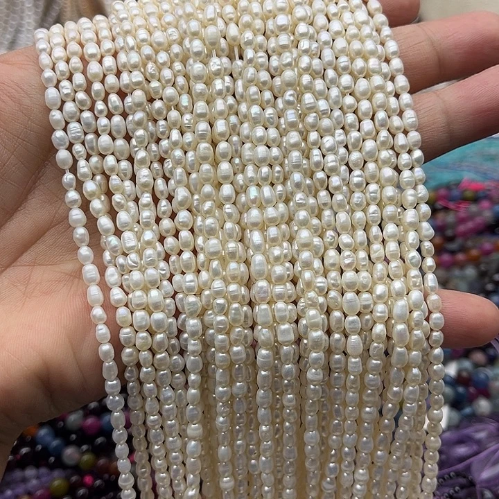 玛瑙/玉髓未镶嵌珠宝半成品一条3mm左右米珠珍珠
