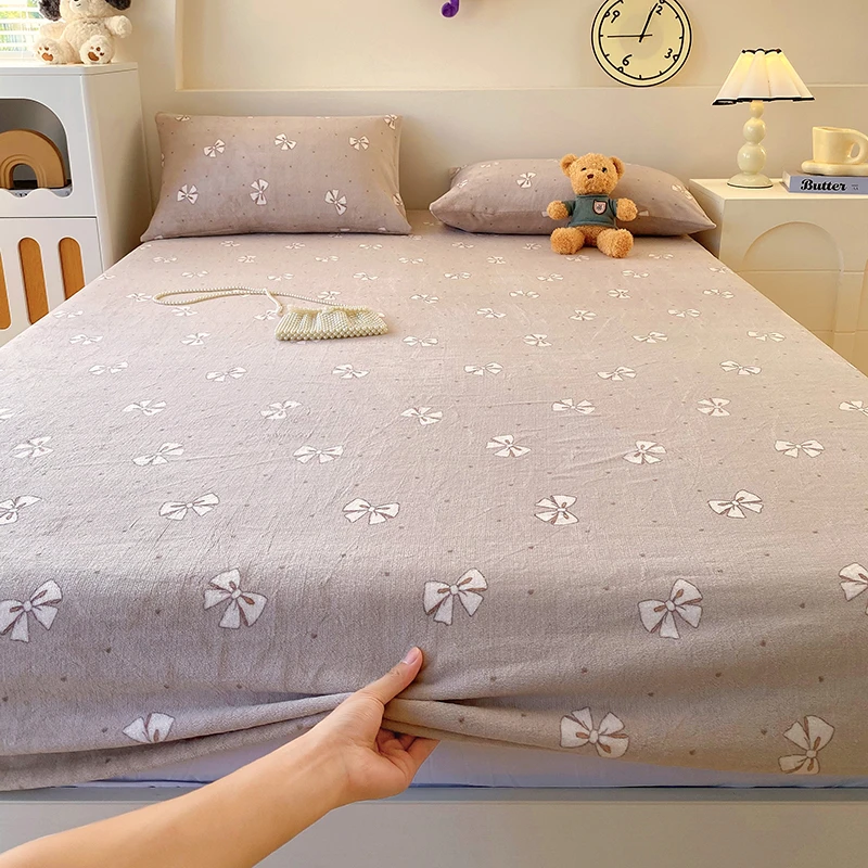 2025秋冬季新款高克重牛奶绒印花床笠加绒单品床笠床笠加厚防滑床