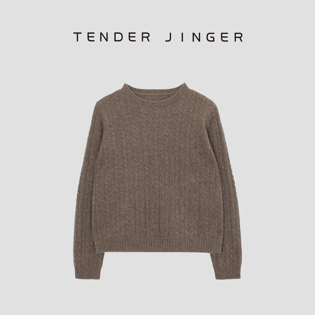 Tender Jinger【专柜】圆领绞花牦牛绒混纺针织衫T44SZZ79913