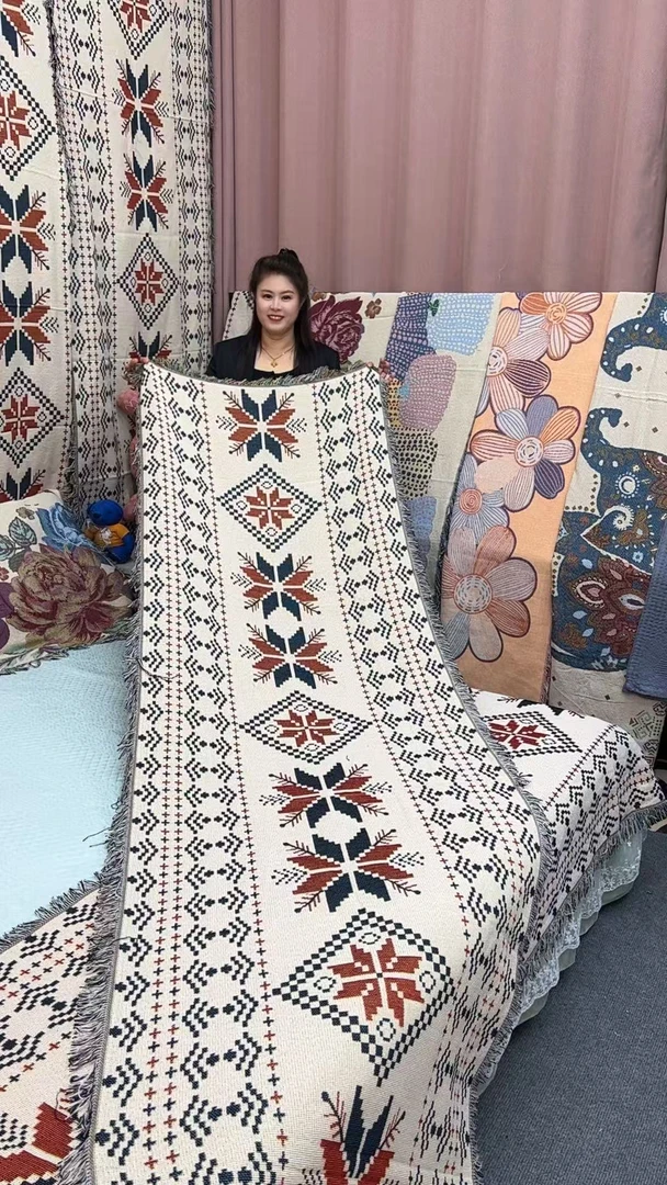 【波西米亚】四季多功能加厚双面防滑提花沙发巾