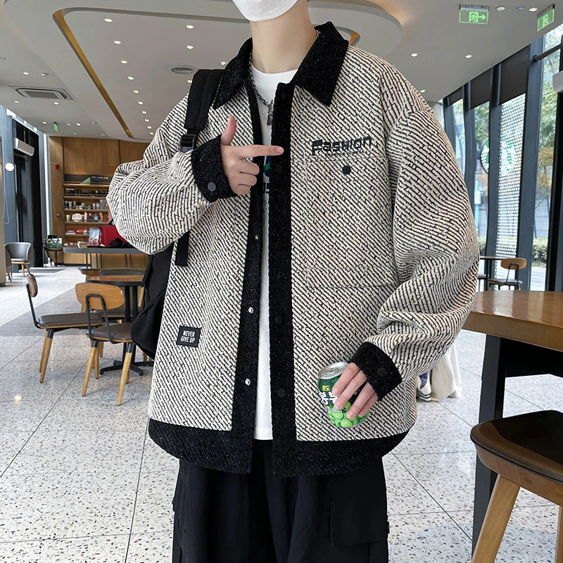 翻领夹克装2025新款外套男士春秋季潮牌宽松上衣服青少年休闲褂子