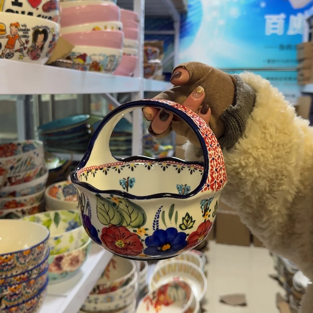 瓷6.5英寸花束小提篮一只