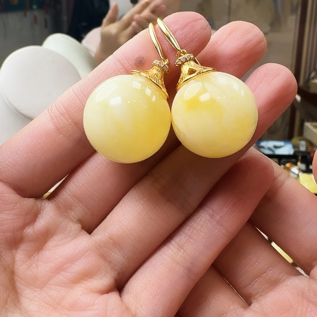 琥珀银S925镶嵌颈饰耳坠