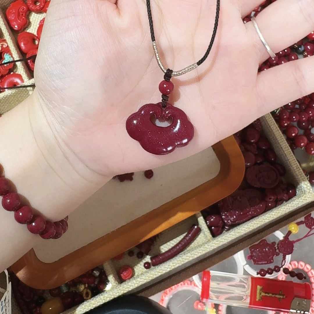 天然辰砂高含量紫金砂祥云锁