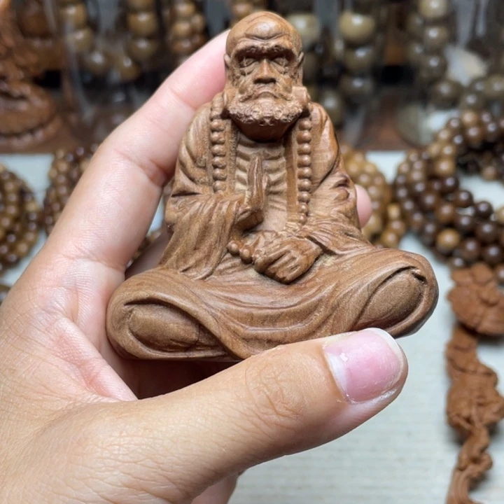 檀香木把件老山檀香达摩摆件瑕疵