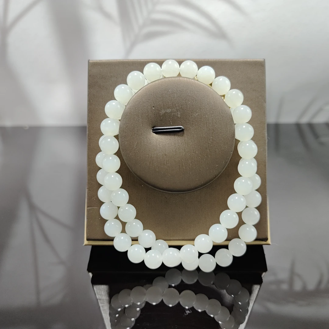 S和田玉圆珠项链（卡8）1246