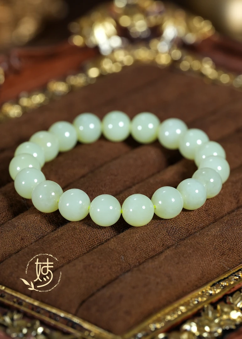 【婧婧精选】臻品 · 和田玉黄口圆珠手串大尺寸
