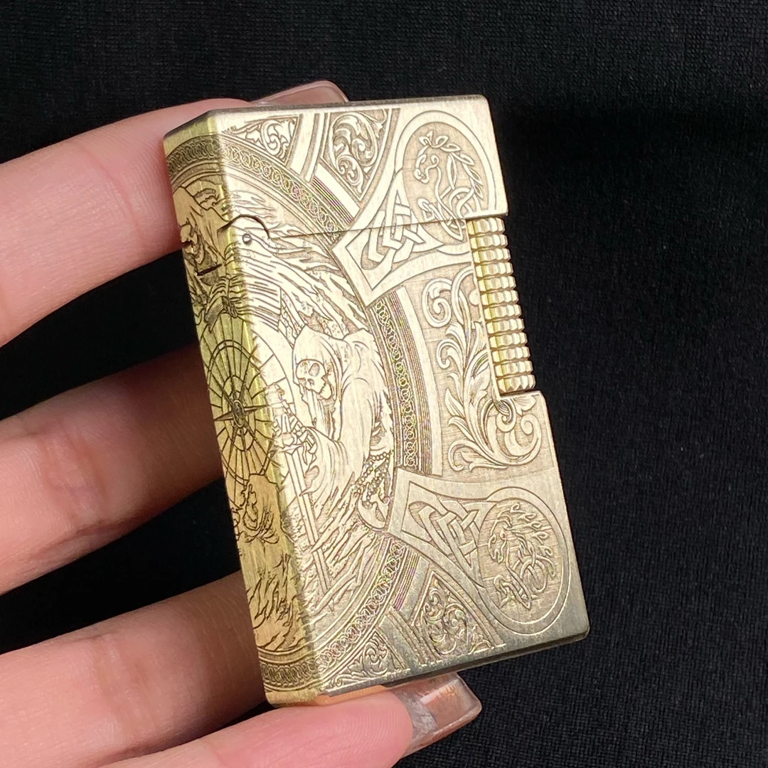 【T朗声天启四骑士2版】纯黄铜煤油打火机高密封长续航清脆钢音