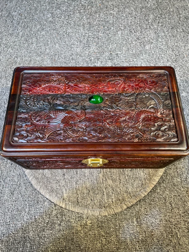 老挝酸枝龙凤箱35 X20 X15 C M