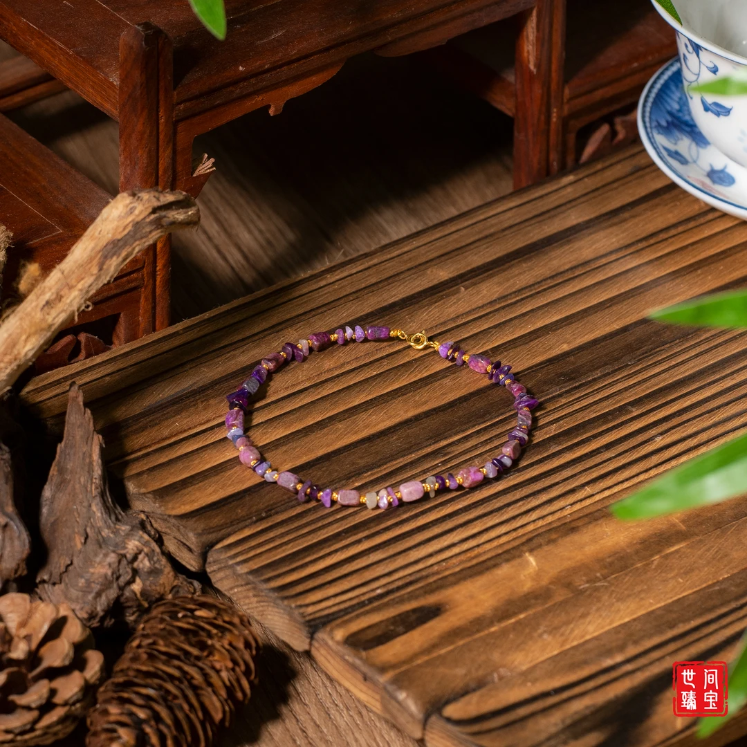 世间臻宝-长生丨18K金桃红舒俱来脚链/脚围20/多样性发/P2140/0/