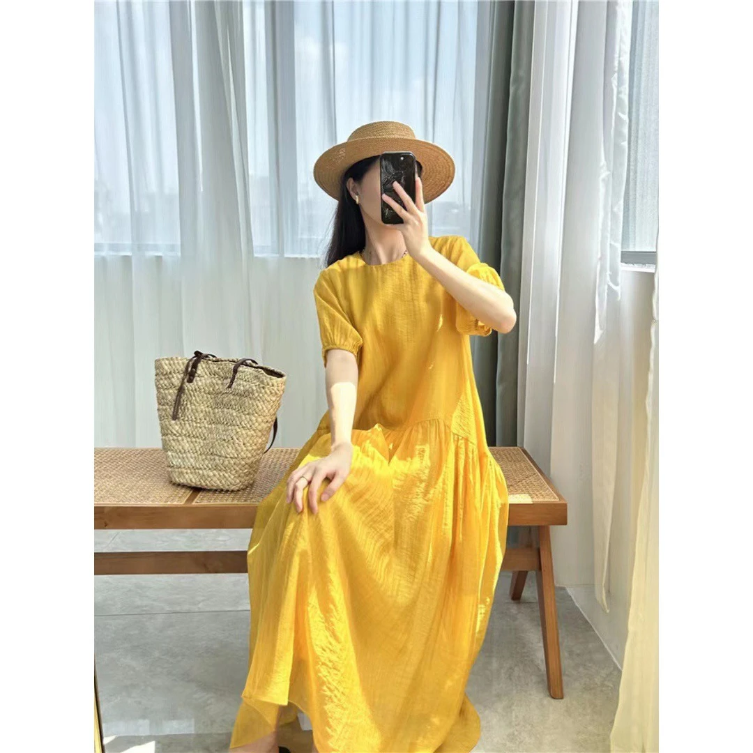 四季通用圆领长裙吊带大码连衣裙宽松腰