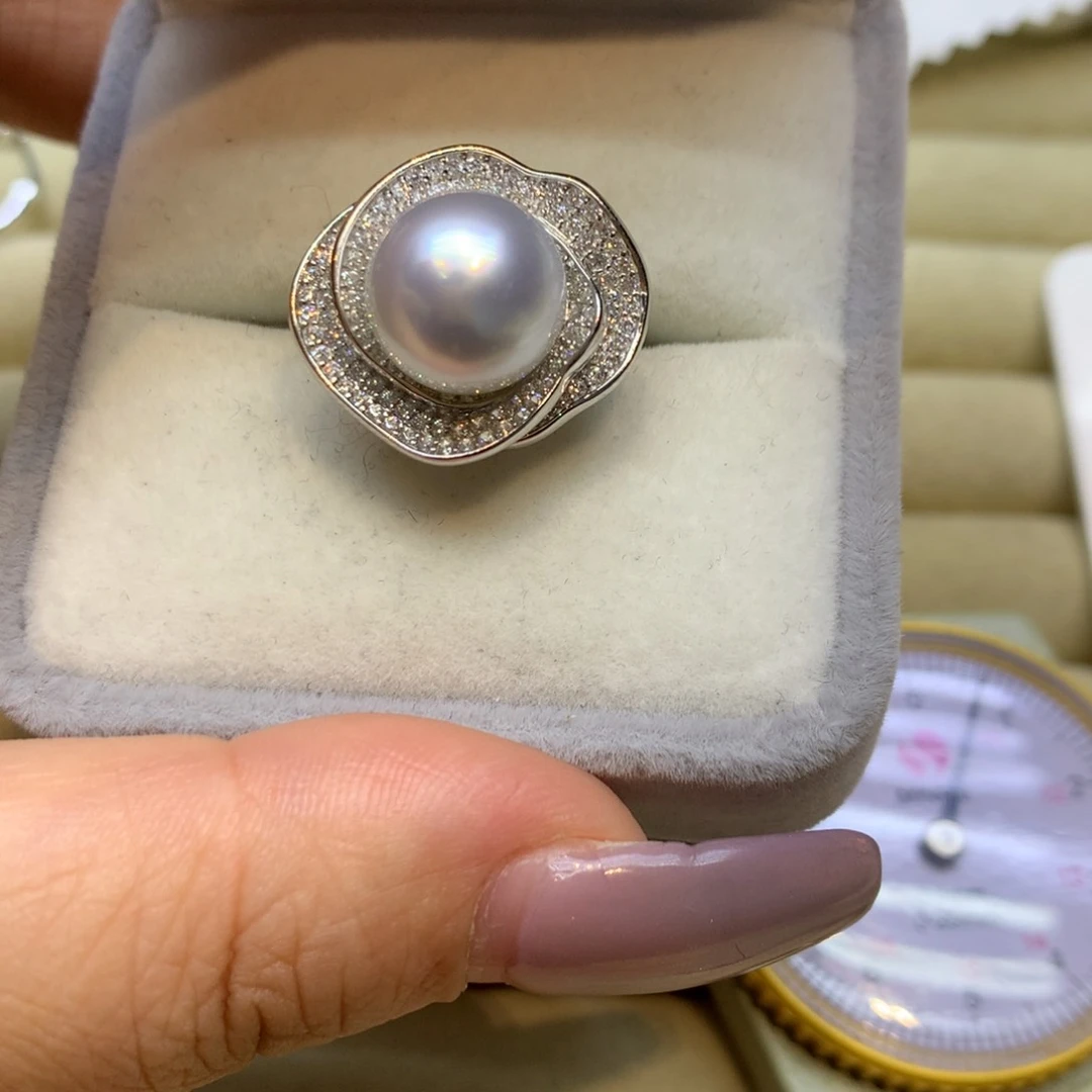 银S925镶嵌戒指海水珍珠