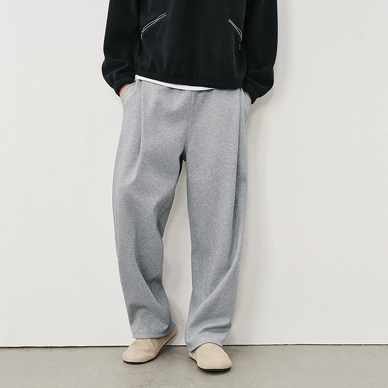 714street潮流百搭男裤2025秋新款直筒裤宽松打褶毛圈卫裤522306