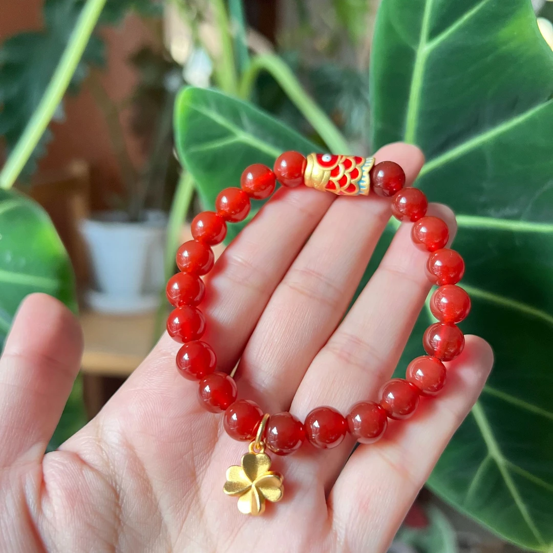 【连年有余】新年款好运连连锦鲤红玛瑙手串原创设计款
